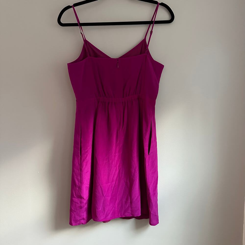 Madewell Silk Mini Dress Womens 6 Magenta Pink EUC Spaghetti Strap‎ Pocket - Picture 4 of 7